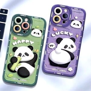 Purple Panda Iphone 15 Pro Max Case with Hand Strap